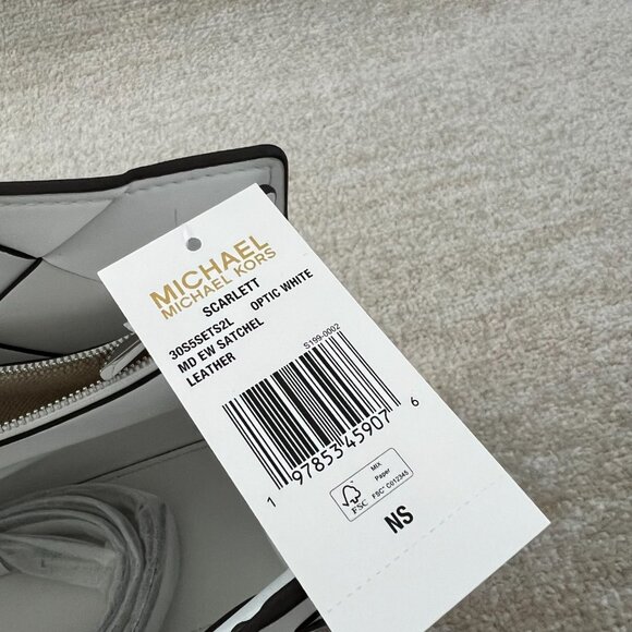 NWT Michael Kors Scarlett Medium Woven Leather Satchel Purse Bag - Picture 2 of 15